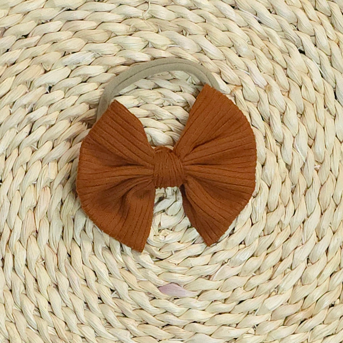 Handmade Baby Girl Bow | Matching Blank Rompers | Rust