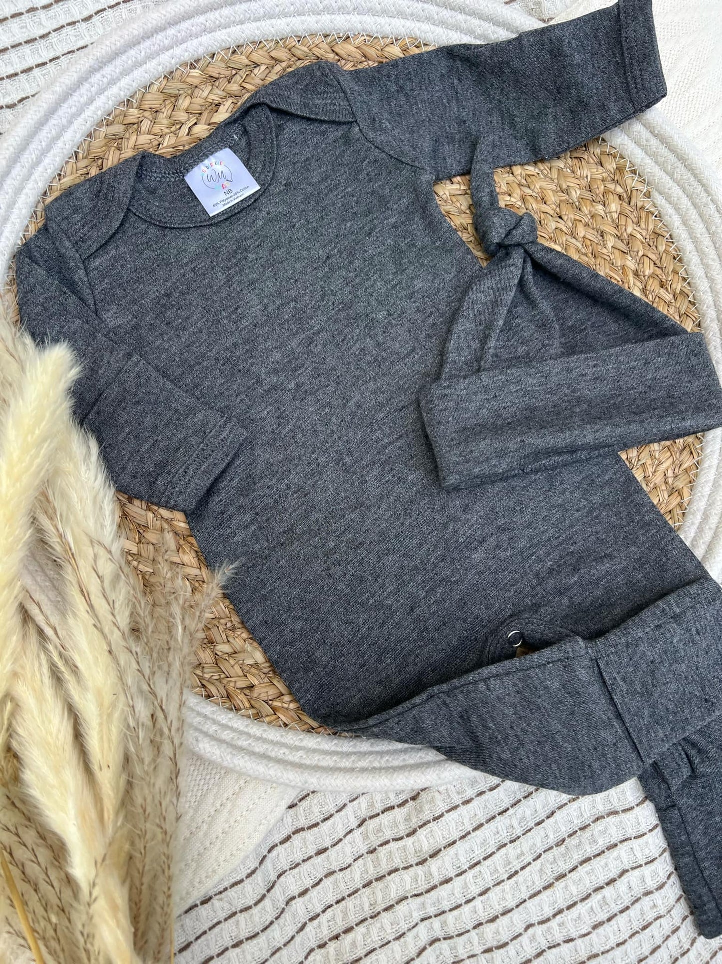 Blank Baby Romper | Charcoal Gray - Heather
