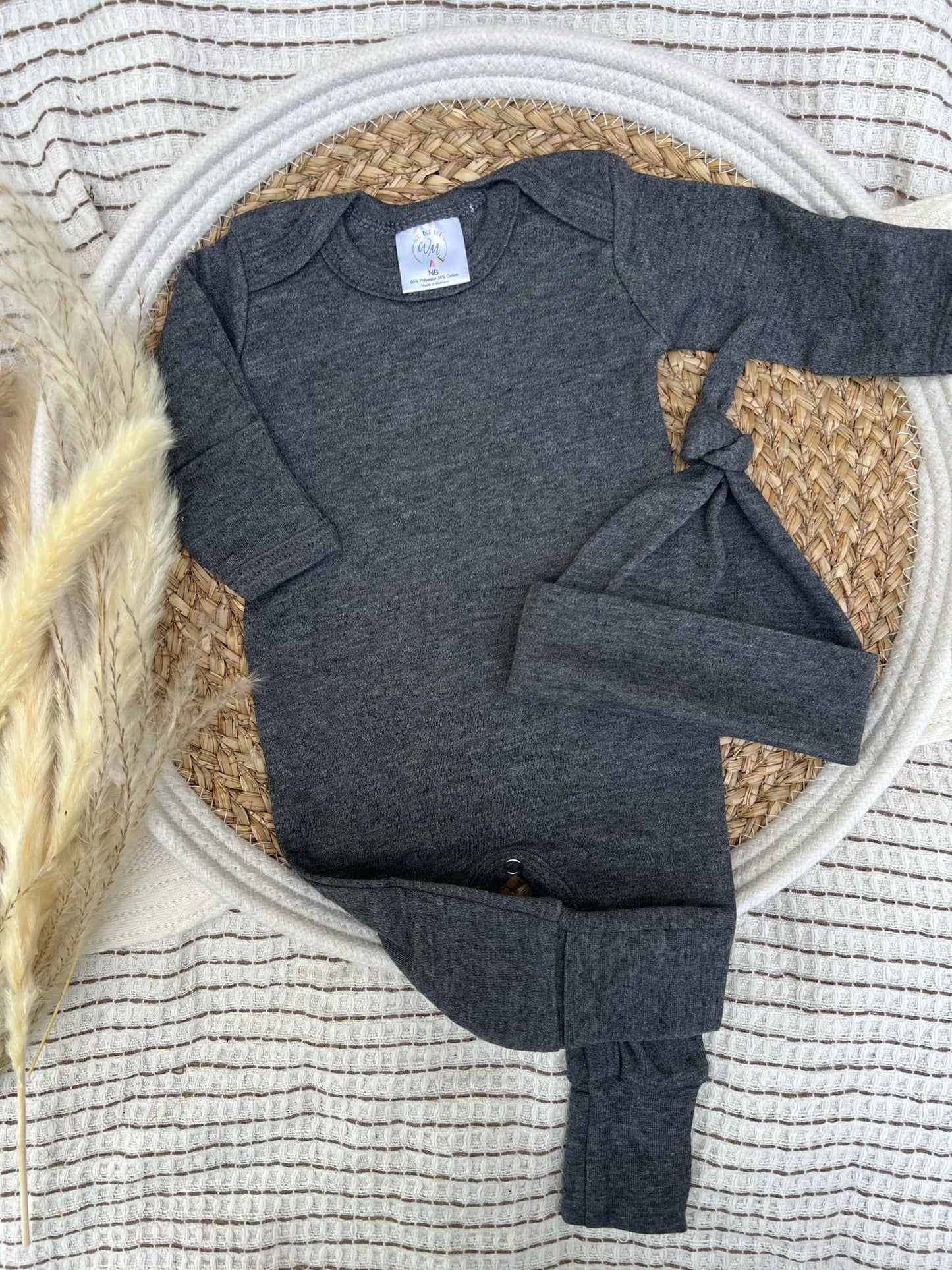 Blank Baby Romper | Charcoal Gray - Heather