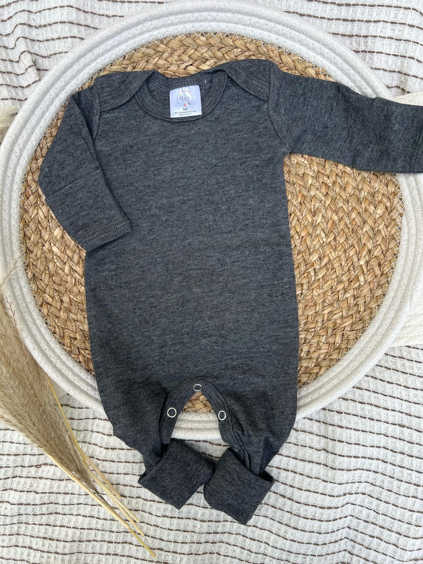 Blank Baby Romper | Charcoal Gray - Heather