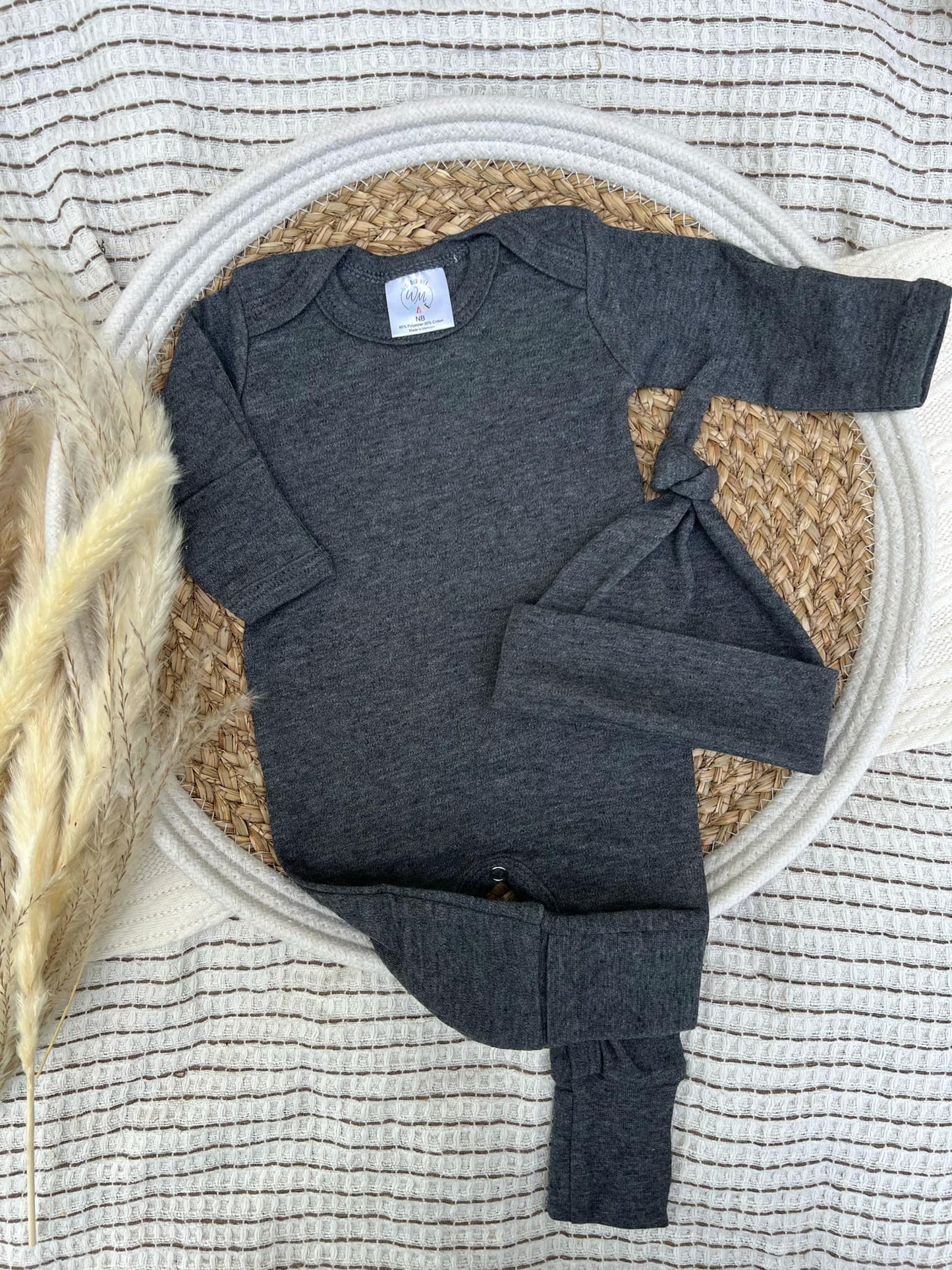 Blank Baby Romper | Charcoal Gray - Heather