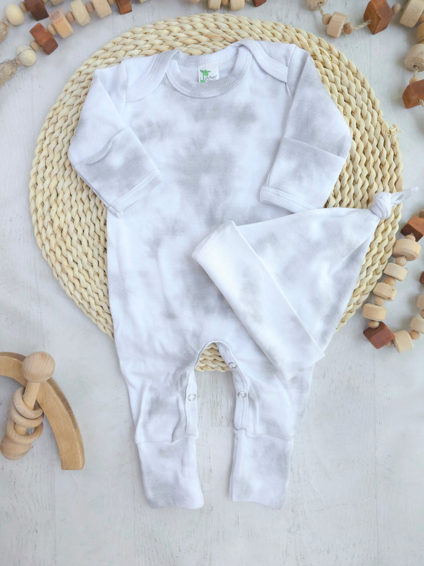 Blank Baby Romper | Mist Gray Tie Dye