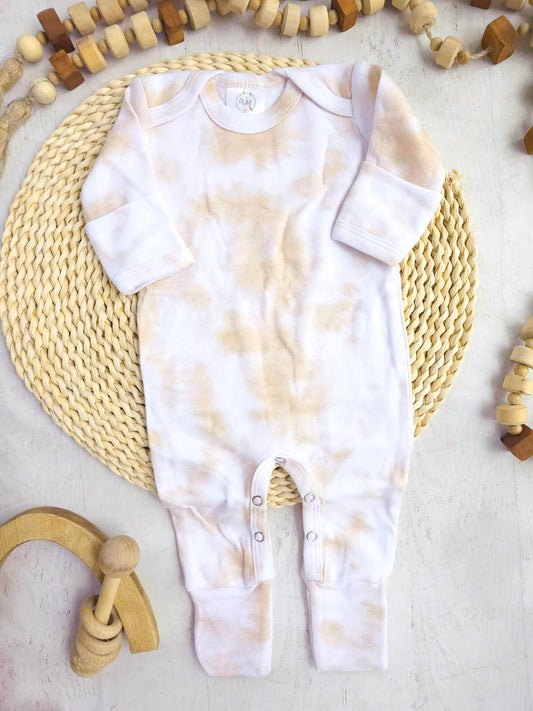 Blank Baby Romper | Cafe Latte Beige Tie Dye