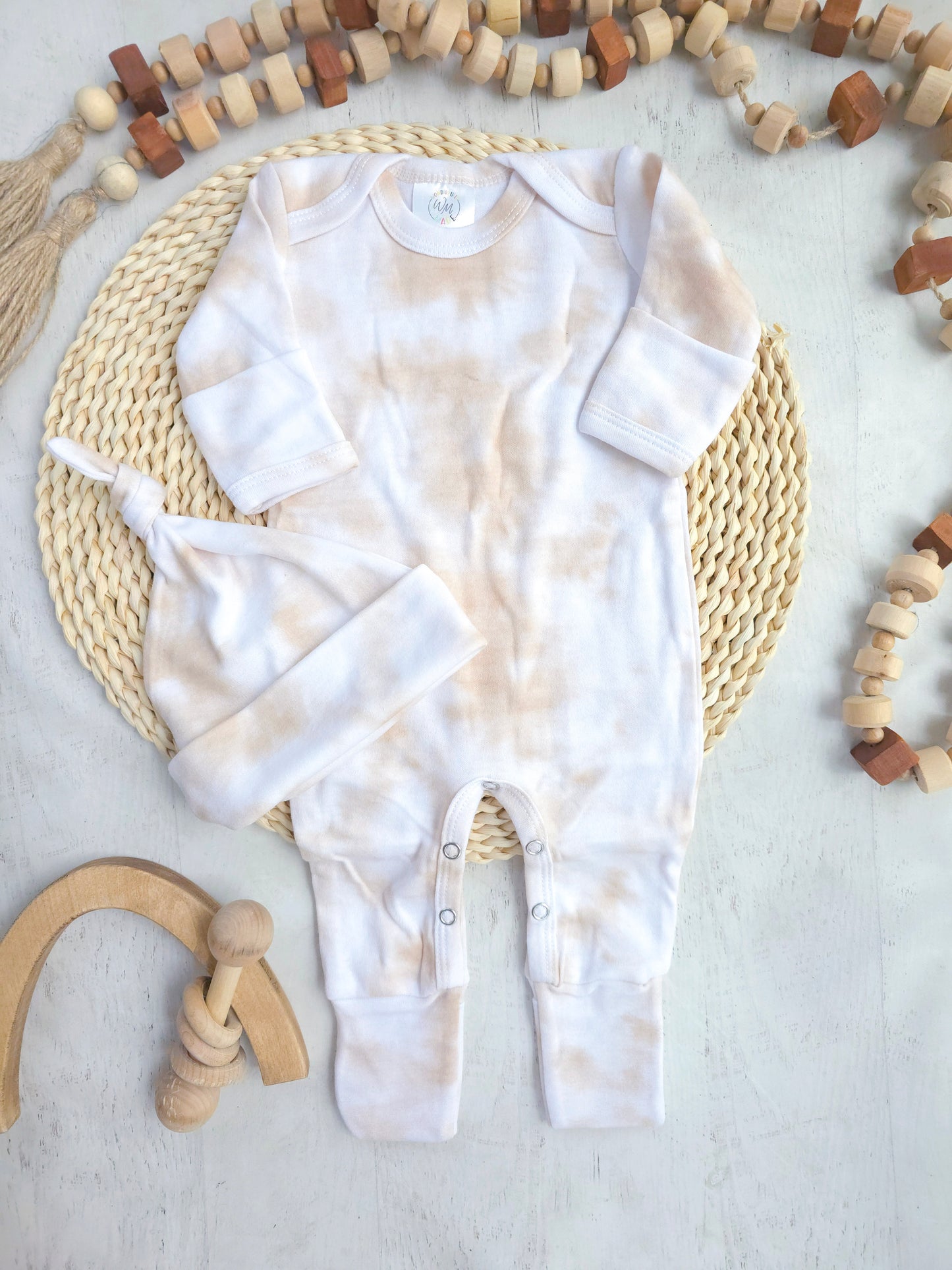 Blank Baby Romper | Cafe Latte Beige Tie Dye