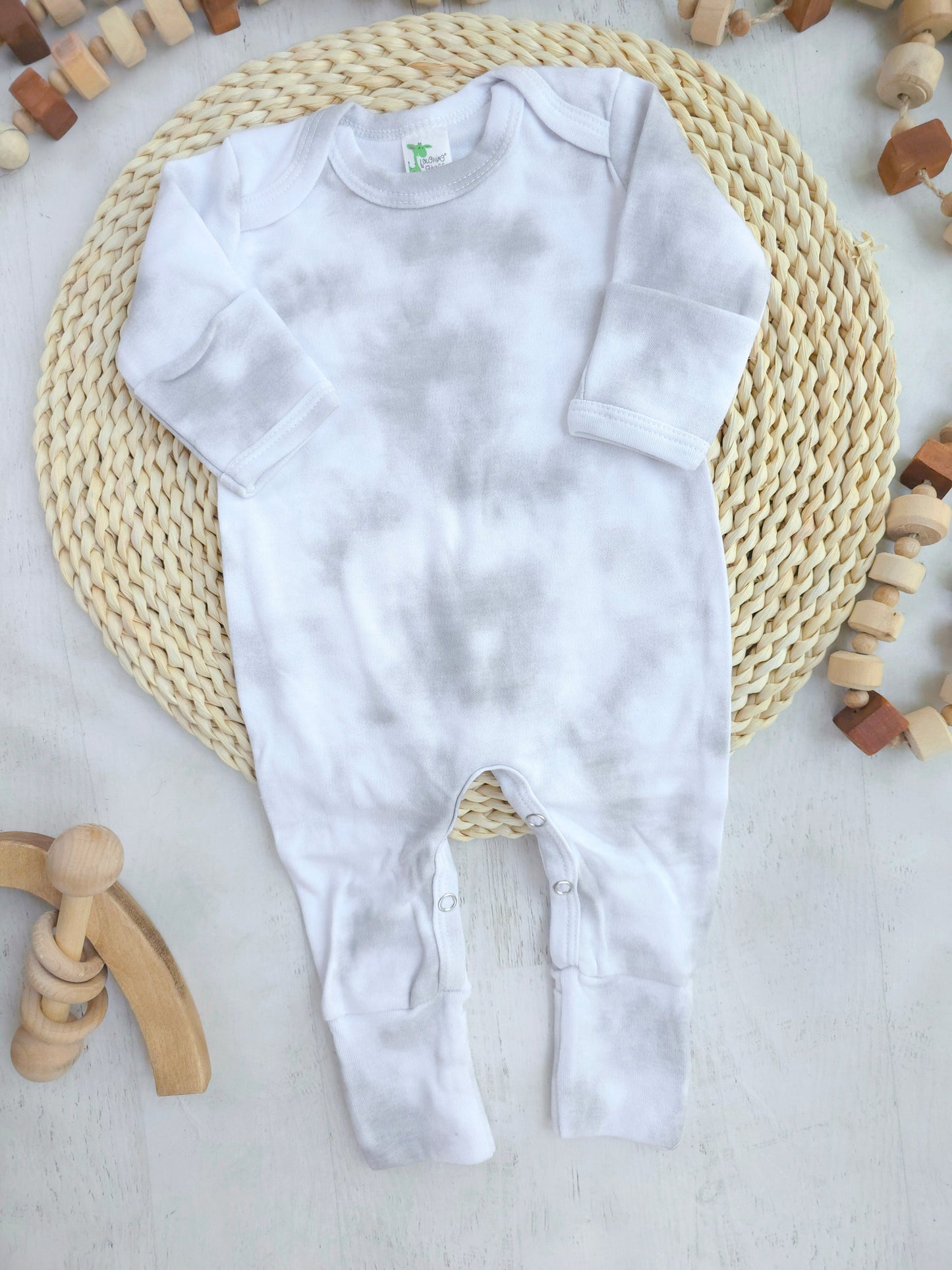 Blank Baby Romper | Mist Gray Tie Dye