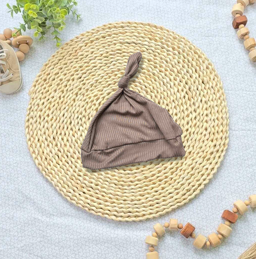 Wholesale Baby Boy Knotted Hat Handsewn - Dark Taupe