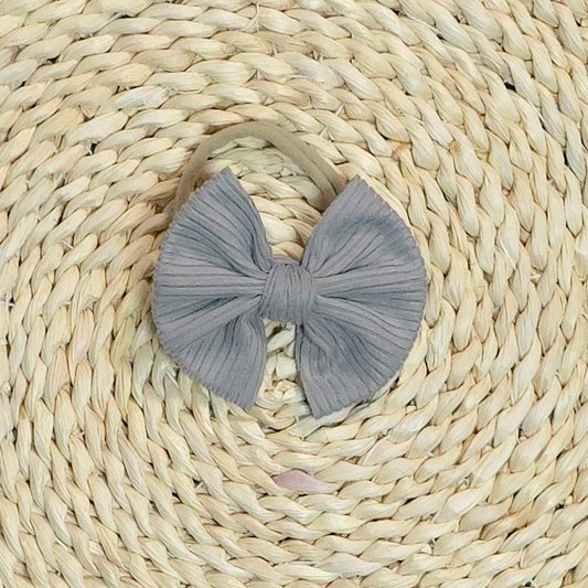 Handmade Baby Girl Bow | Matching Blank Rompers | Gray