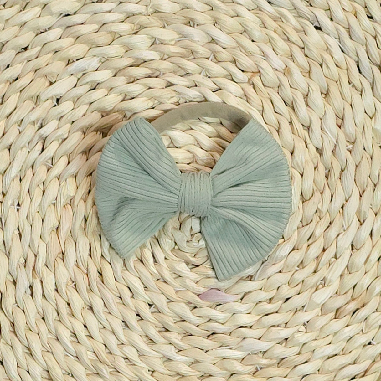 Handmade Baby Girl Bow | Matching Blank Rompers | Light Sage Green