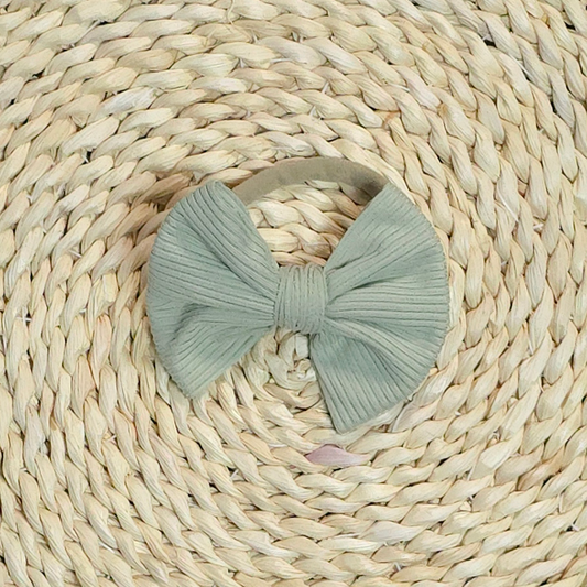 Handmade Baby Girl Bow | Matching Blank Rompers | Light Sage Green