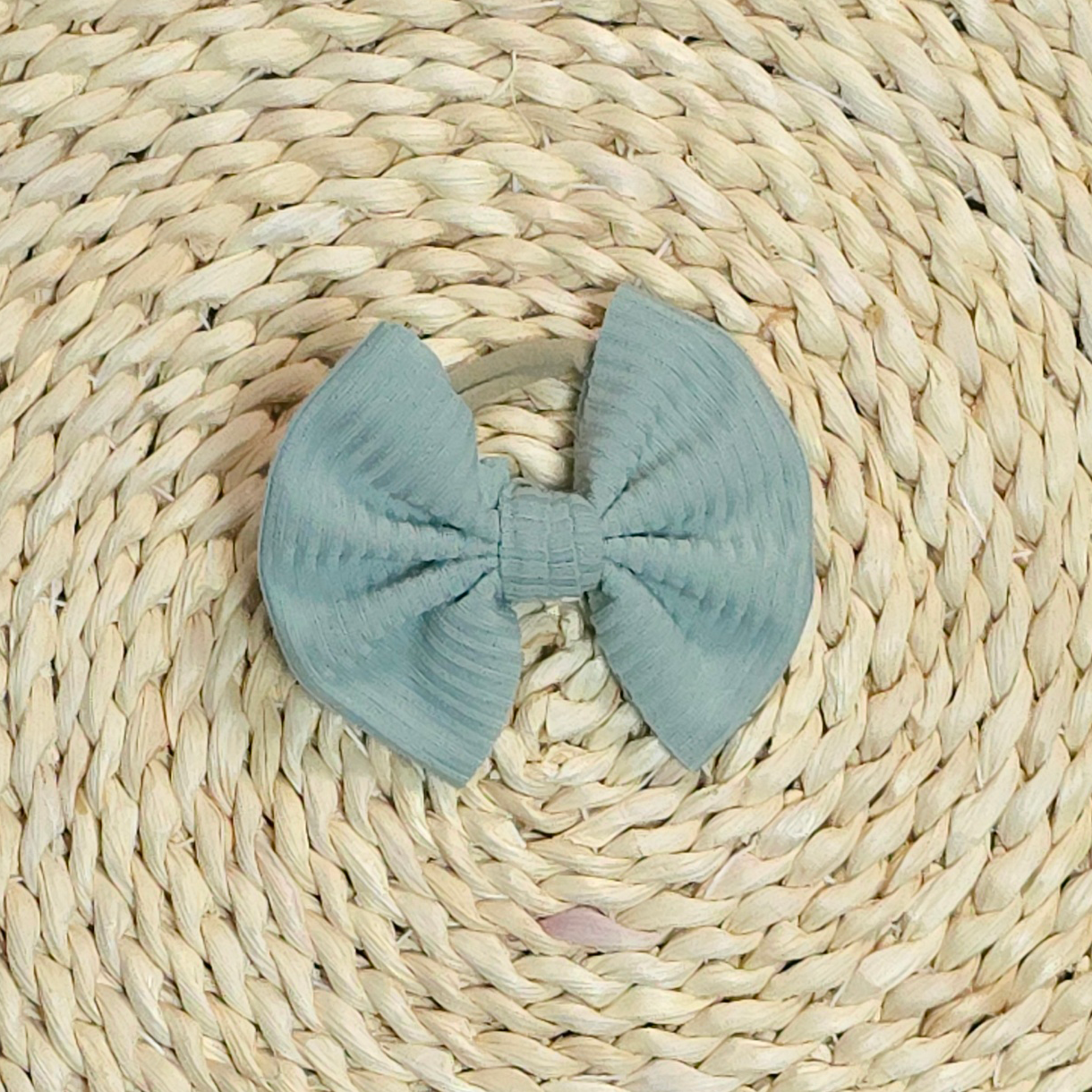 Handmade Baby Girl Bow | Matching Blank Rompers | Seafoam