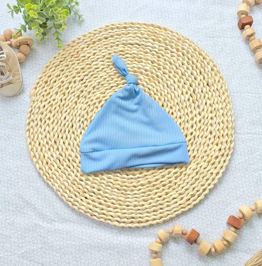 Wholesale Baby Boy Knotted Hat Handsewn - Light Blue