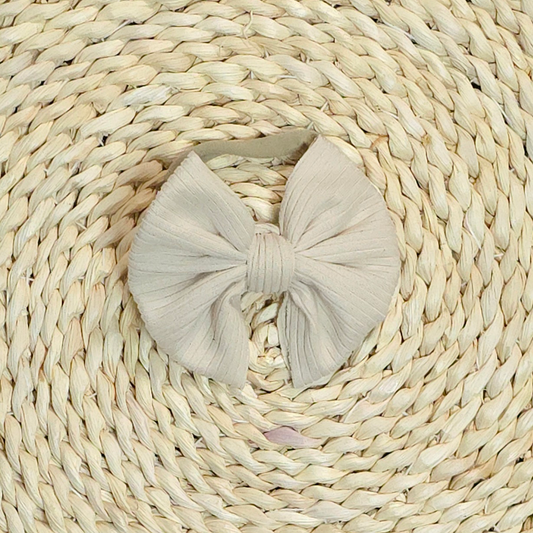 Handmade Baby Girl Bow | Matching Blank Rompers | Oatmeal