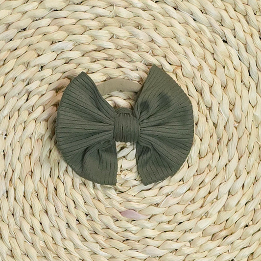 Handmade Baby Girl Bow | Matching Blank Rompers | Olive Green