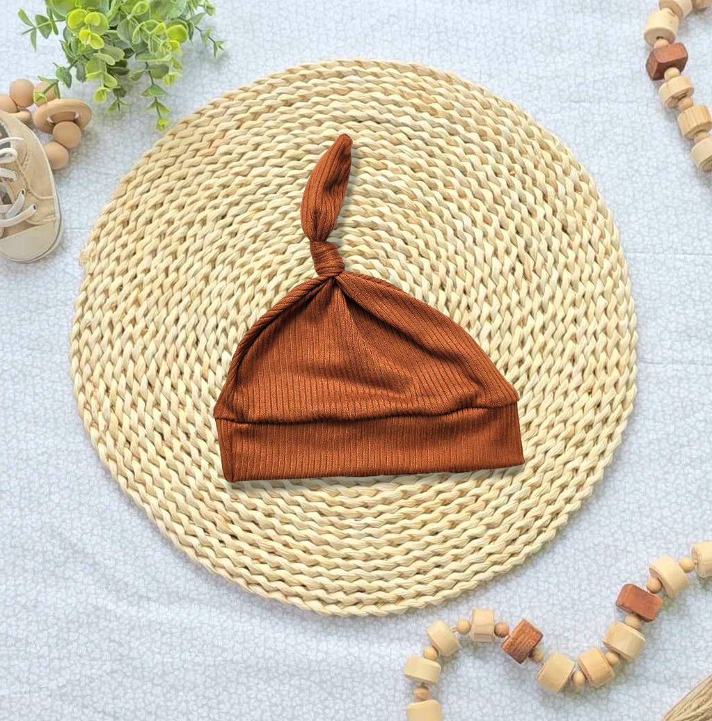 Wholesale Baby Boy Knotted Hat Handsewn - Rust Burnt Orange