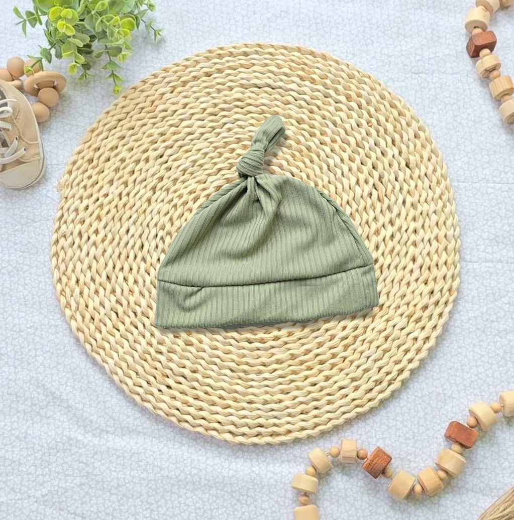 Wholesale Baby Boy Knotted Hat Handsewn -Sage Green