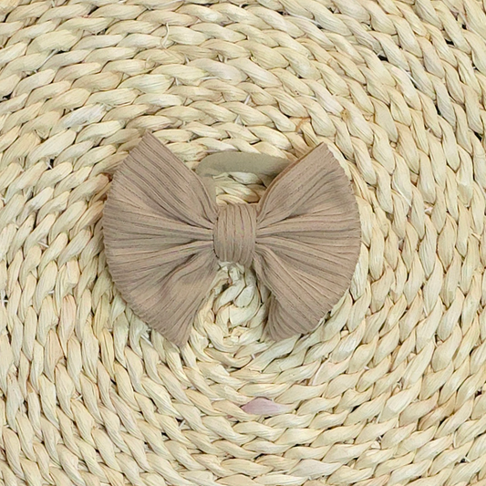 Handmade Baby Girl Bow | Matching Blank Rompers | Taupe