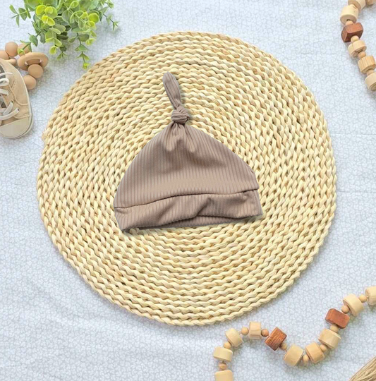 Wholesale Baby Boy Knotted Hat Handsewn - Taupe