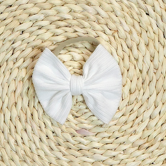 Handmade Baby Girl Bow | Matching Blank Rompers | White