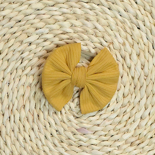 Handmade Baby Girl Bow | Matching Blank Rompers | Mustard Yellow